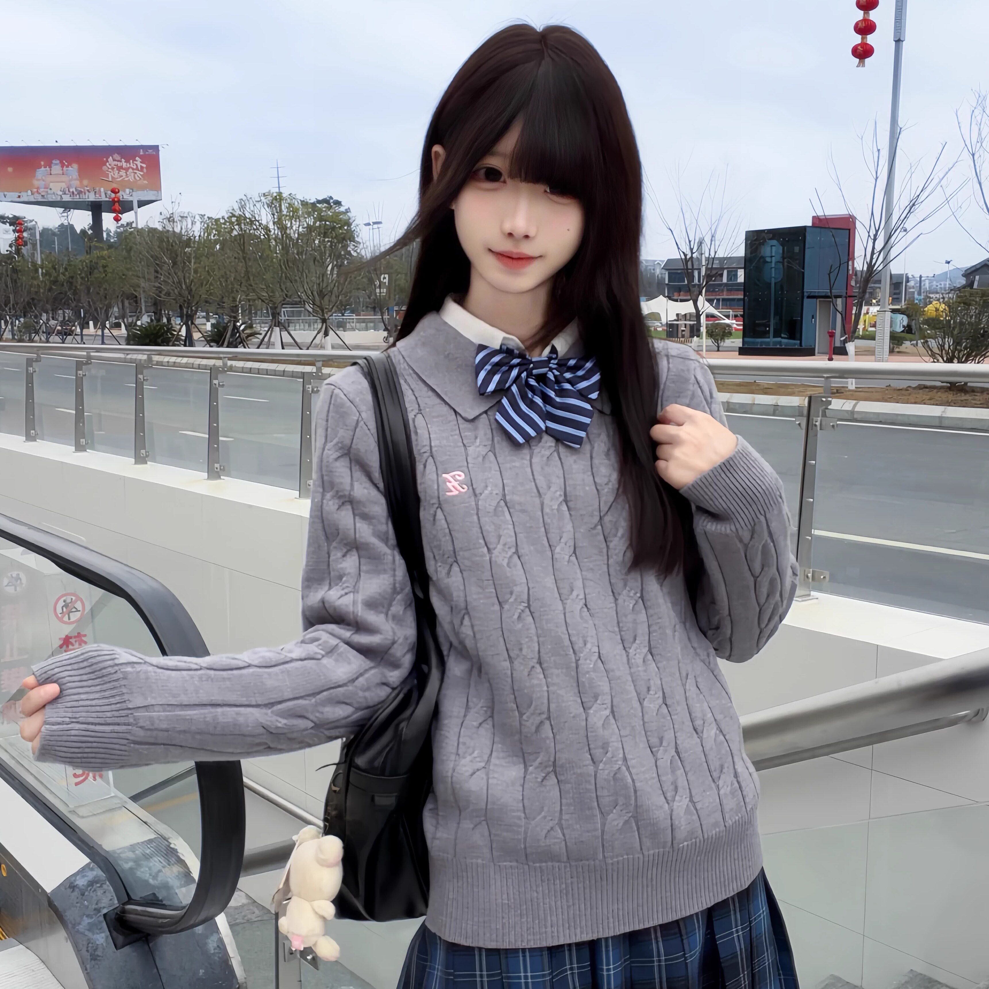 泉屿中毛衣*本治高等原创jk制服学院风校供感软糯麻花针织衫长袖