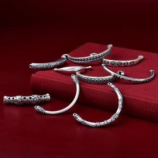 足银999配饰钱币吉祥如意弯管DIY手工编绳串珠手串手牌配件半手镯