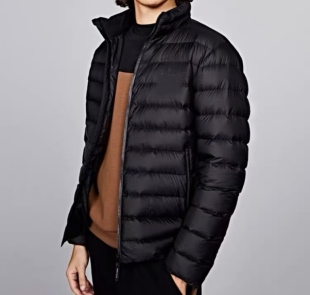 国内高端系列精品男士外套无帽立领羽绒服黑色经典款中等厚度