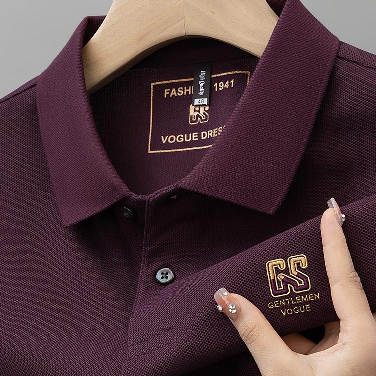 2025新款男士翻领长袖纯棉POLO衫商务休闲时尚T恤百搭打底衫上衣