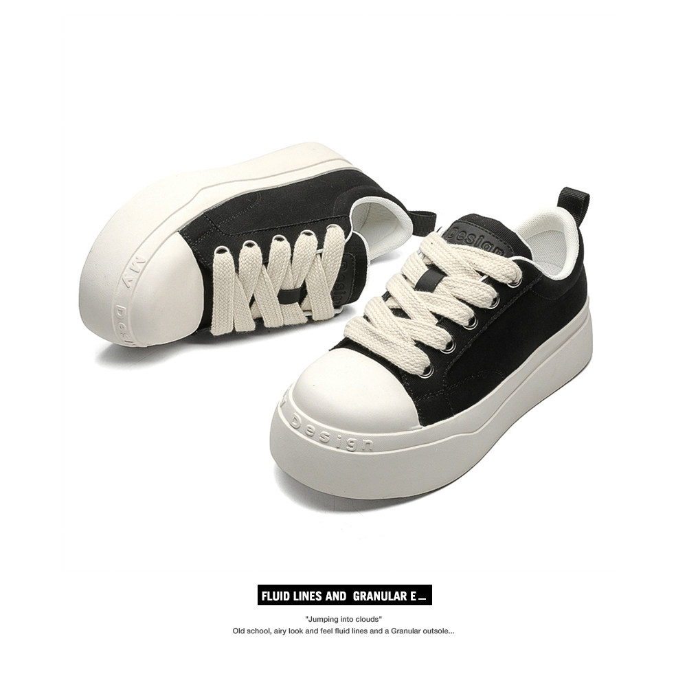 三寻 ins风帆布鞋女厚底增高丑萌大头鞋字母板鞋百搭潮小个子黑白,女鞋,帆布鞋,淘宝优惠券,粉丝福利购,淘宝优惠卷