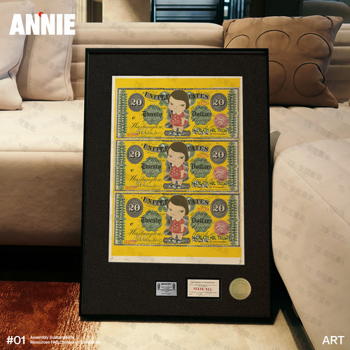 奈良美智财源滚滚装饰画网红INS经典美金收藏挂画