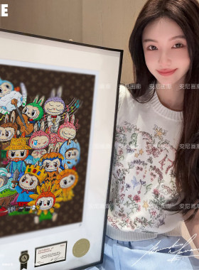 稀有典藏款安尼画廊挂画LABUBU合集大首领ZIMOMO电表箱装饰画