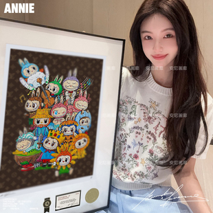 稀有典藏款安尼画廊挂画LABUBU合集大首领ZIMOMO电表箱装饰画