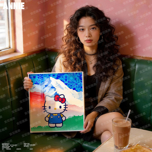 KITTY富士山卡通系列装饰画【村上隆太阳花系列】安尼画廊小挂画