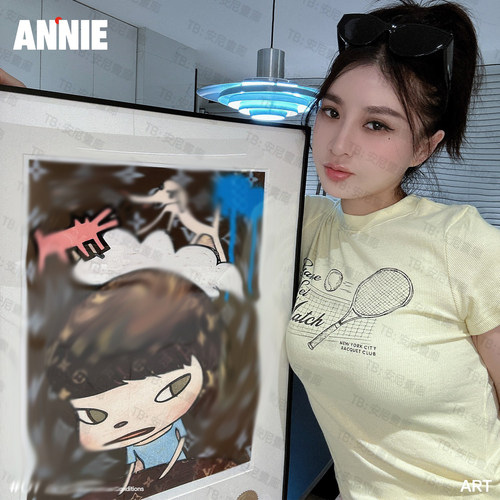 主卧床头装饰画高级感安尼画廊奈良美智餐厅挂画装饰画轻奢高级感