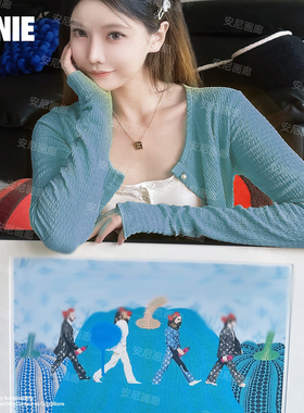 收藏款情怀披头士装饰画蓝色草间弥生安妮摆件安尼画廊INS挂画