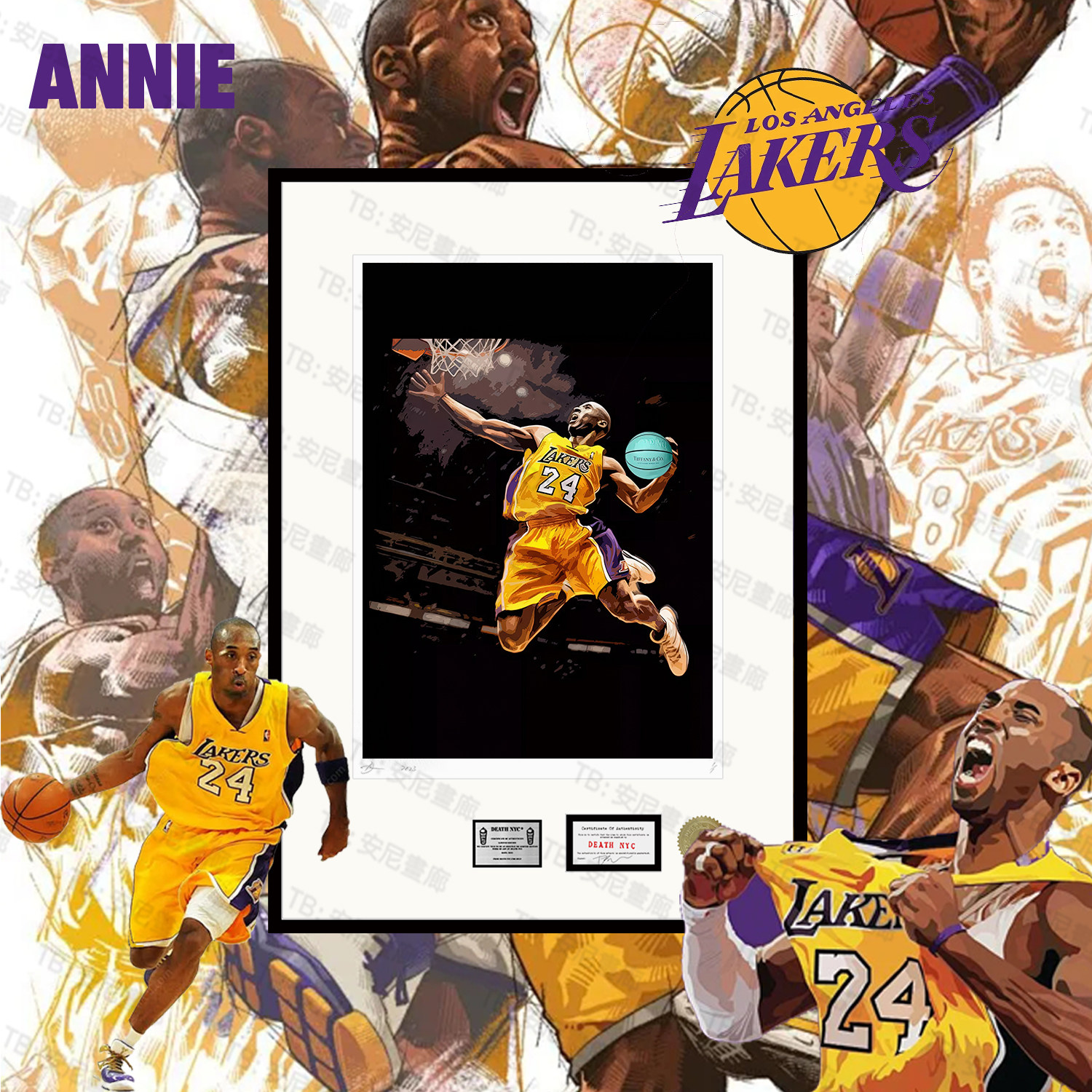 生日礼物收藏NBA科比版画挂画卧室男孩子限量装饰画