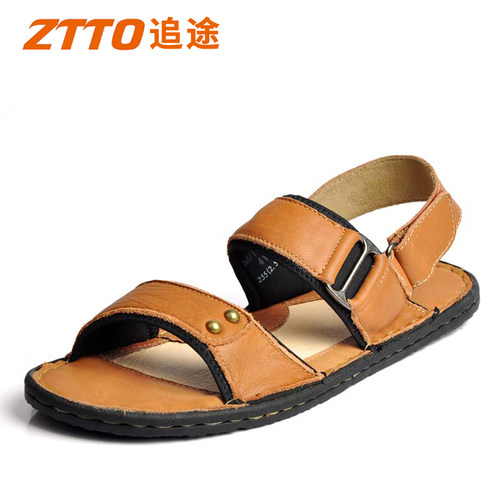 夏季休闲风透气软底牛皮沙滩鞋