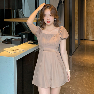 开档裤一体式连衣裤隐形拉链连衣裤夏短裤女阔腿裤连衣短裤