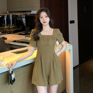 开档裤一体式连衣裤隐形拉链高端连体裤女高级感高阔腿连衣短裤