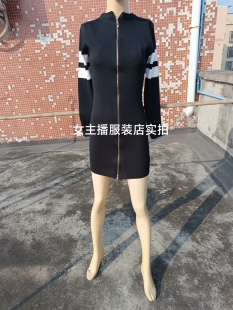 全拉链连衣裙一拉到底中长裙弹性胸围68-100cm腰围60-80cm裙长78