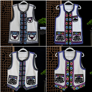 彝族火把节四川凉山彝壮族苗族哈尼族少数民族马甲男士无袖坎肩