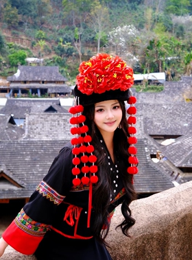 布朗族普米族帽子旅拍写真头饰