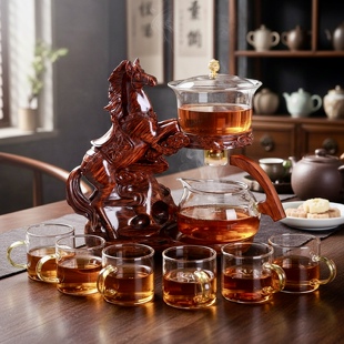 耐热玻璃泡茶壶高档懒人自动泡茶器 马年茶具泡茶专用功夫茶具套装
