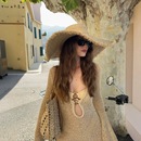 三角度假泳装 泳衣女复古性感比基尼三件套分体长袖 防晒沙滩裙罩衫