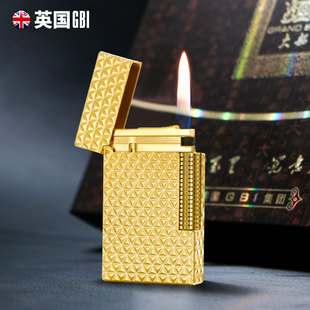 英国GBI男士商务高级钢音朗声充气打火机侧滑轮创意个性潮送男友
