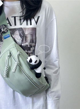 INS日系原宿简约纯色斜挎胸包女ulzzang韩版学生百搭骑行单肩腰包