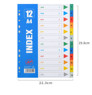 12色分页纸a4分类纸索引孔隔页