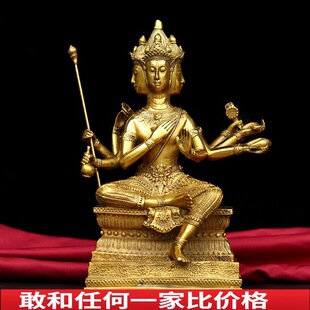 纯铜四面佛泰国大梵天汽车装饰摆件会所酒店供奉吉祥如意佛像大号