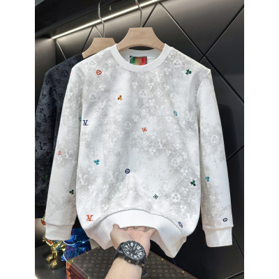 欧货高端重工提花刺绣休闲潮牌卫衣高档圆领时尚个性上衣男士长袖