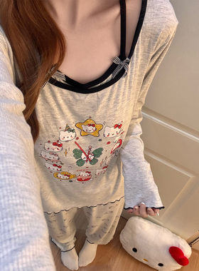 女童睡衣初中生带胸垫莫代尔秋季