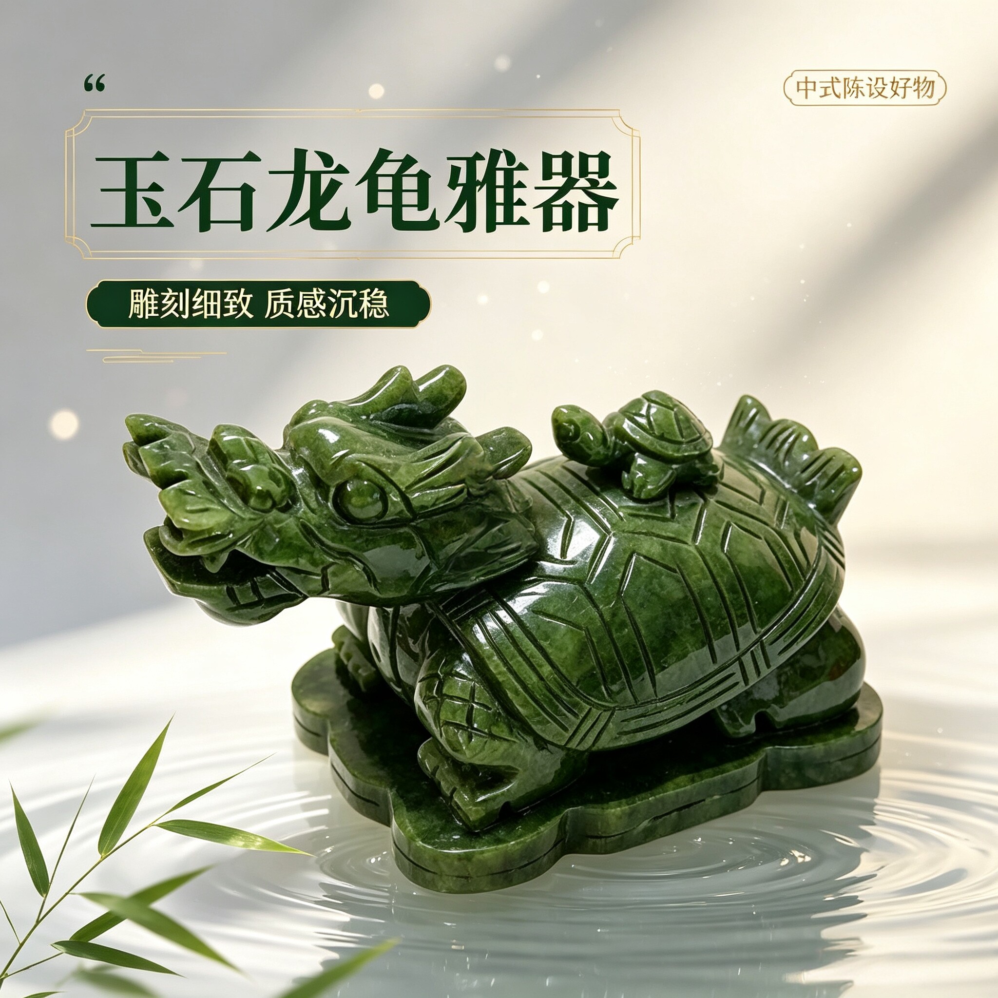 天然龙龟玉石雕刻手工石龟工艺品办公室龙头招财镇宅摆件客厅玄关