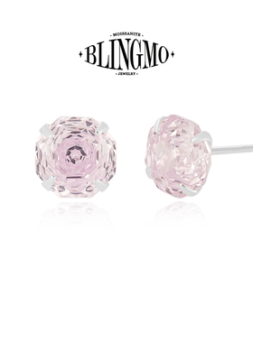 BLINGMO S925纯银玫瑰切锆石蓝色多色耳钉男女高级感气质超闪耳饰