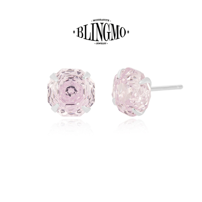 BLINGMOS925纯银玫瑰切锆石耳钉