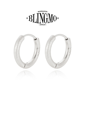 BLINGMO S925纯银拉丝质感耳圈磨砂耳扣简约素圈男女耳饰养耳洞