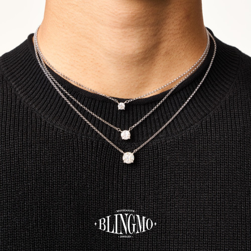 BLINGMO S925纯银鼻屎钻莫桑钻18k金轻奢迷你钻石项链高级锁骨链