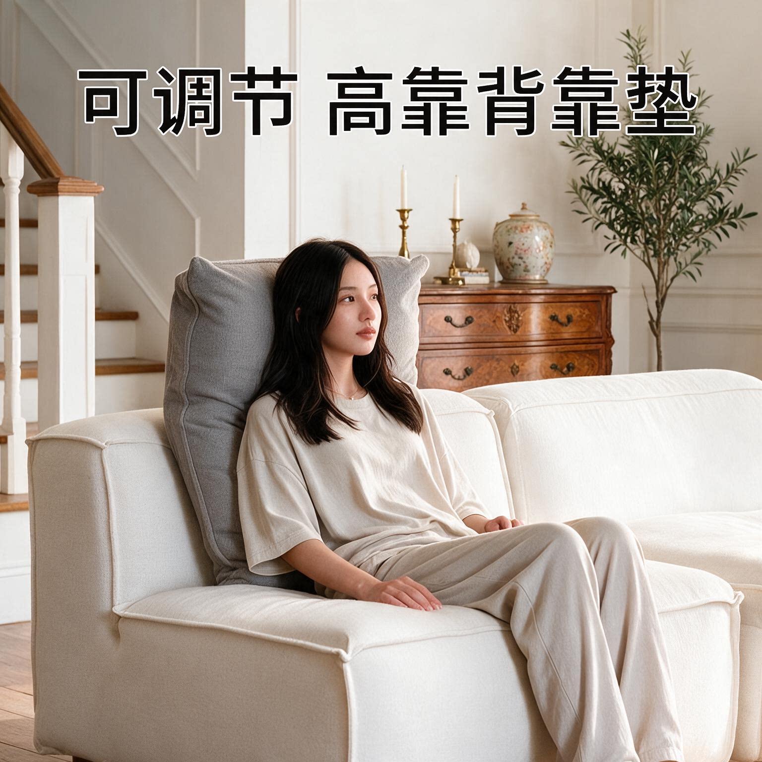 沙发久坐不累腰靠靠背垫人体工学护腰靠垫可调节加高靠背护颈靠头