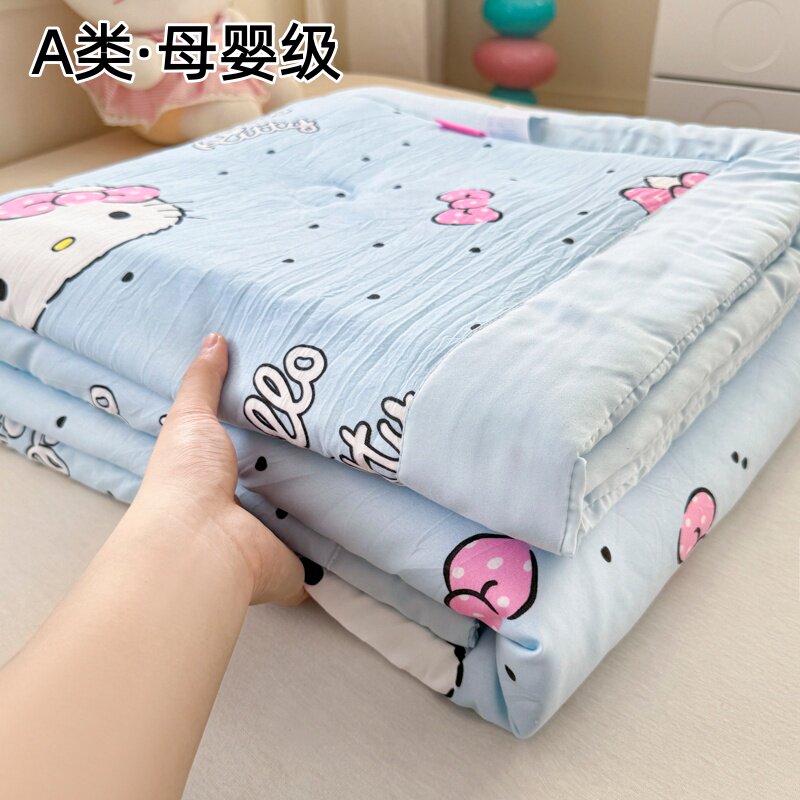 A类儿童全棉夏凉被单人卡通Hello Kitty双人纯棉空调被夏季薄被