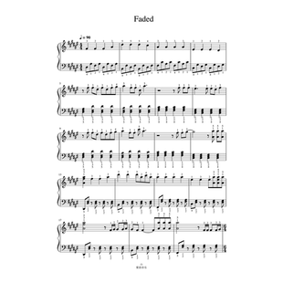 完整版 Faded 高清正版 全指法谱 钢琴谱