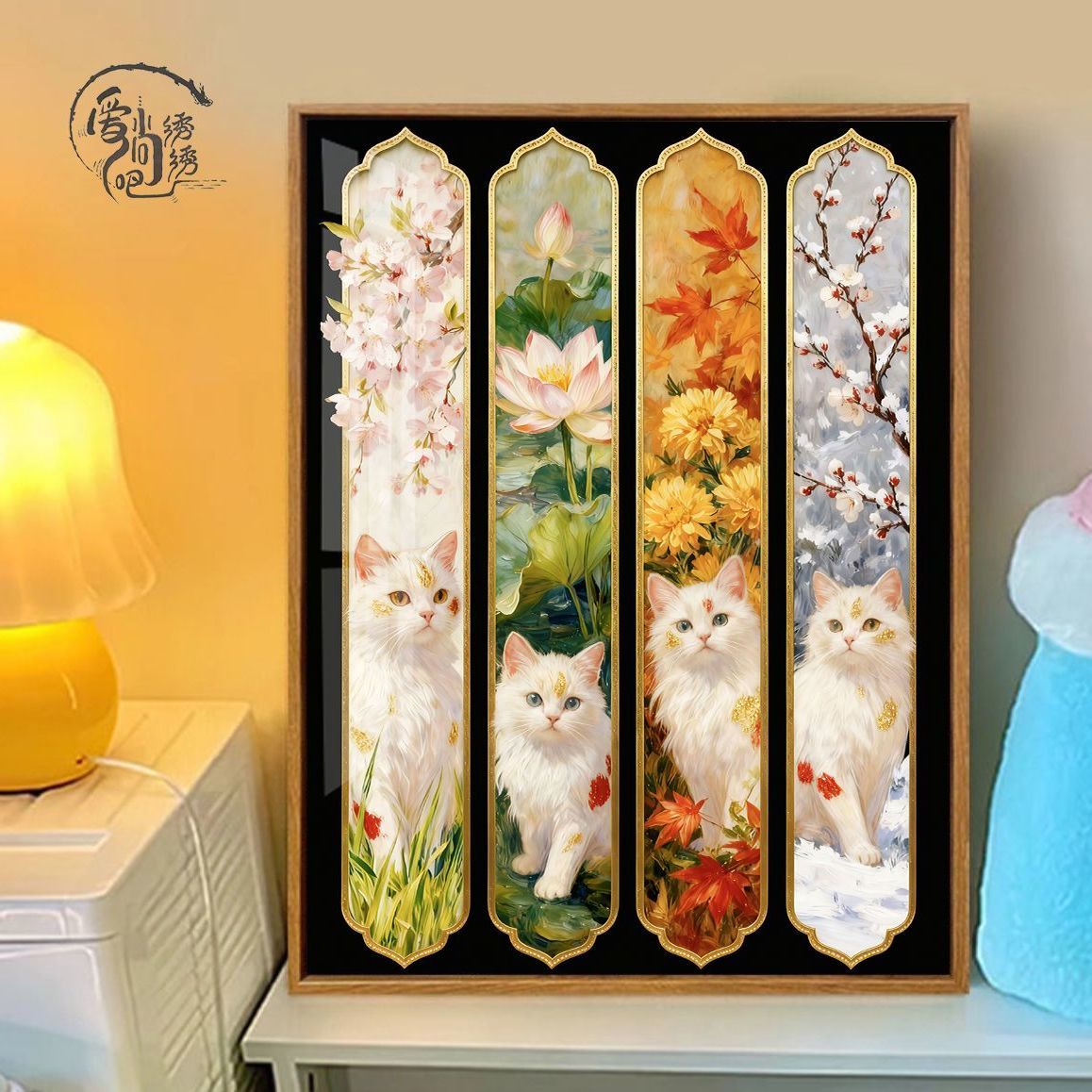 原创图【四季小猫咪】十字绣新款治愈系ins唯美线绣客厅手工绣diy