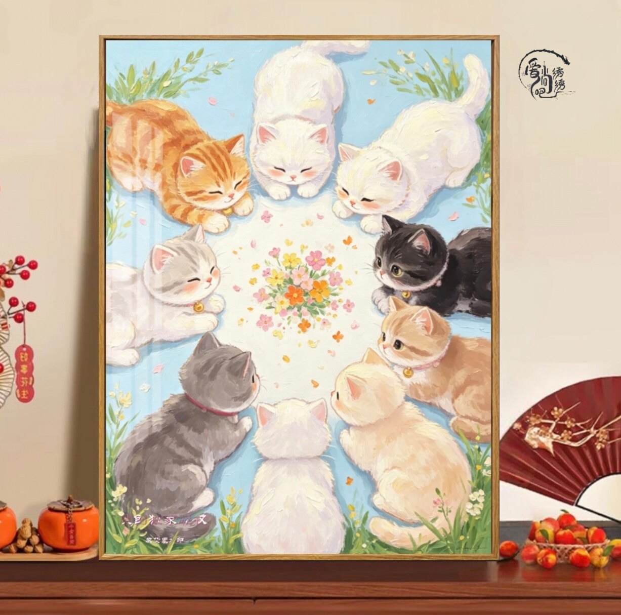 可爱小猫咪十字绣新款温馨可爱动物线绣客厅儿童卧室手工diy小件