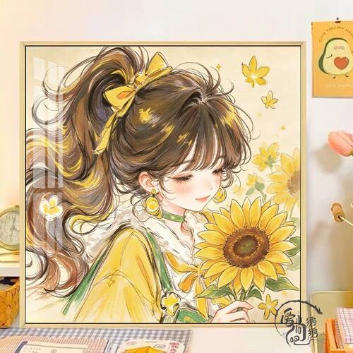 向日葵女孩十字绣新款高颜值卡通人物线绣客厅儿童卧室diy手工绣