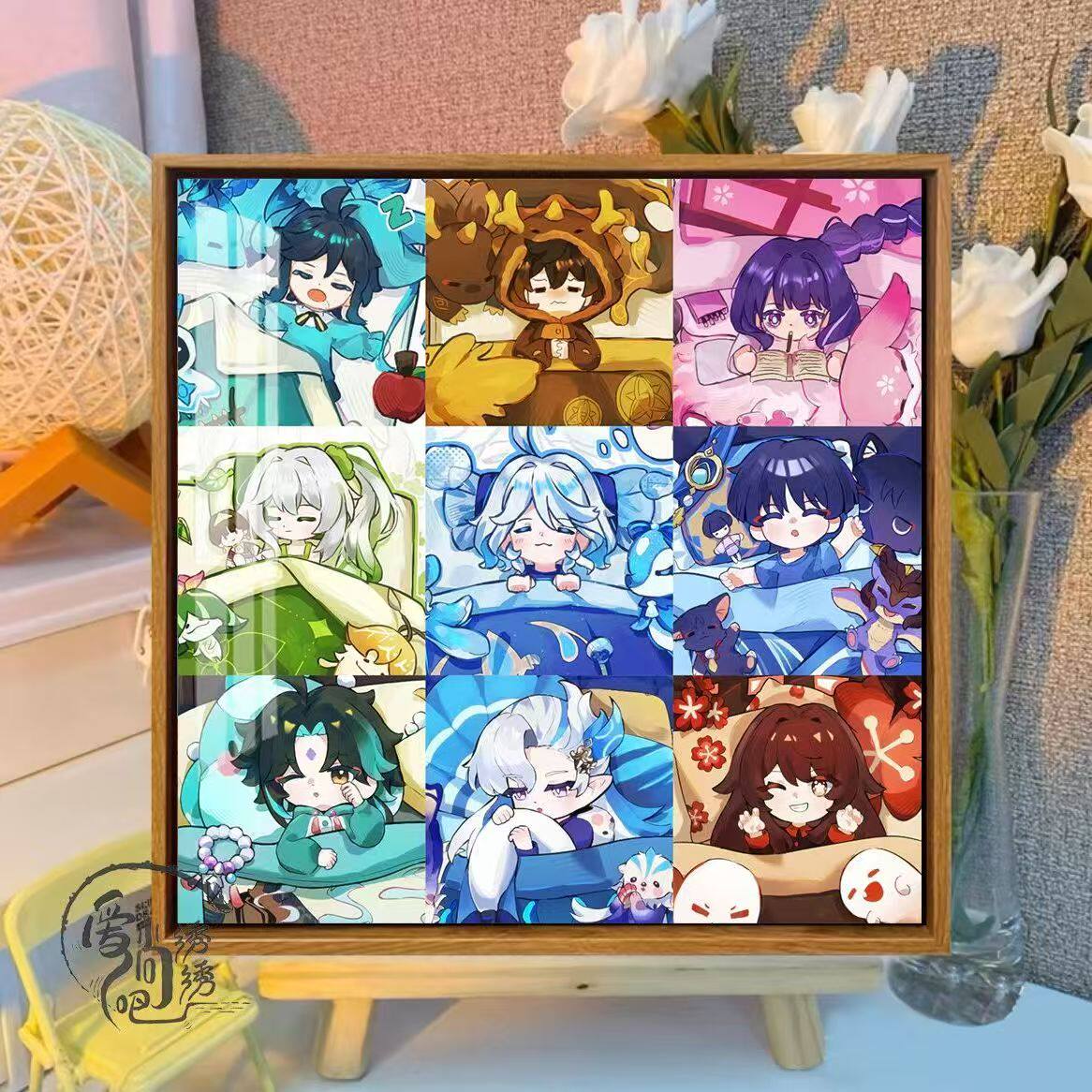 治愈系原神人物十字绣新款卡通魈钟离胡桃线绣客厅儿童房diy刺绣