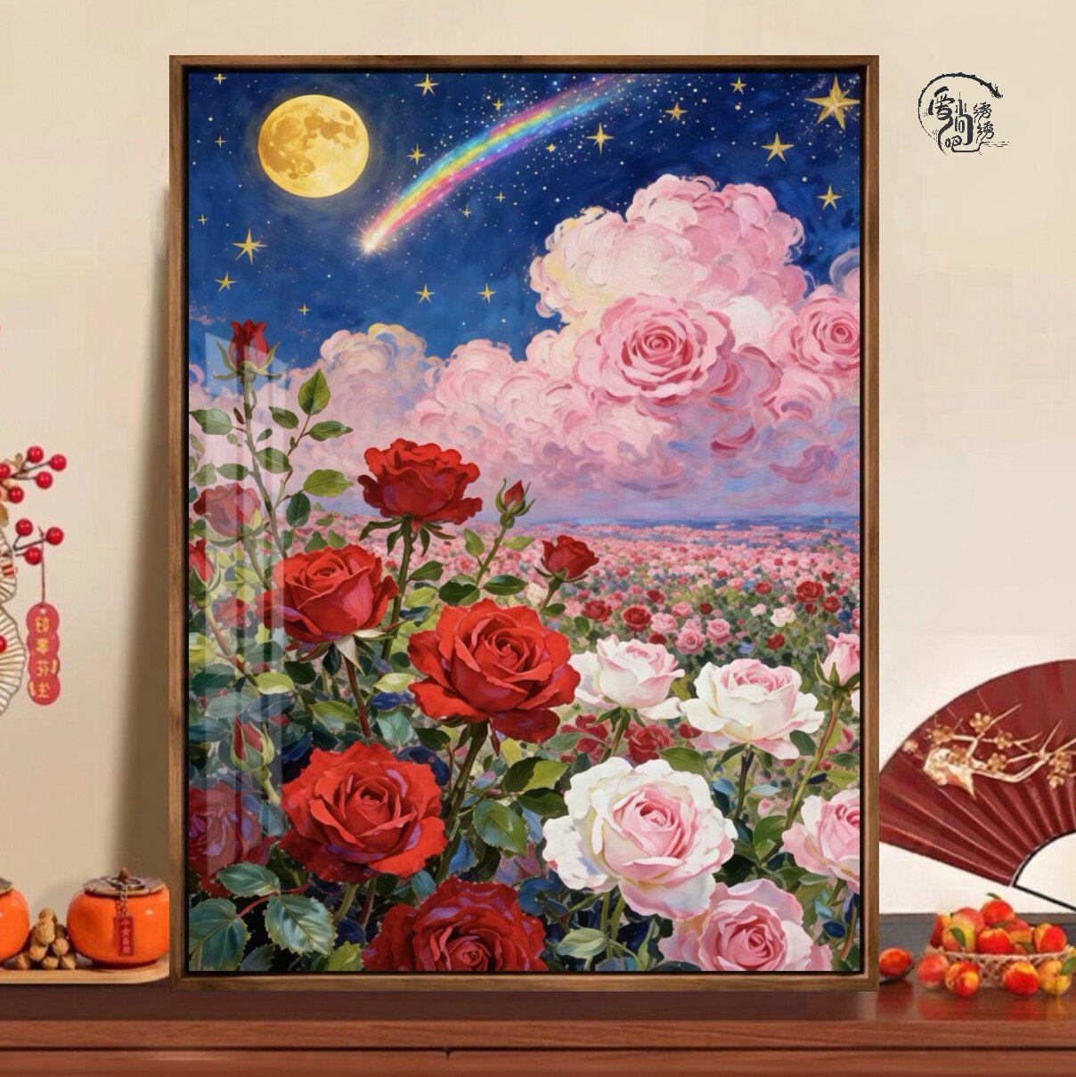 星空玫瑰花海十字绣新款高颜值治愈系花卉线绣客厅玄关diy手工绣