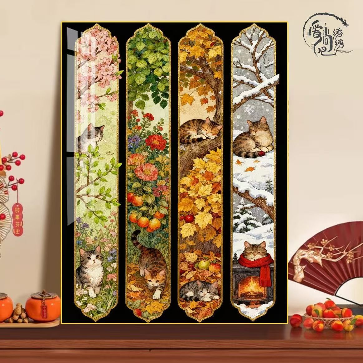 四季小猫咪十字绣新款高颜值ins治愈系线绣客厅玄手工绣diy小件