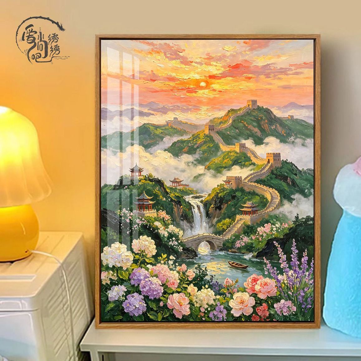 万里长城十字绣原创新款国风山水风景线绣客厅玄关手工绣diy小件