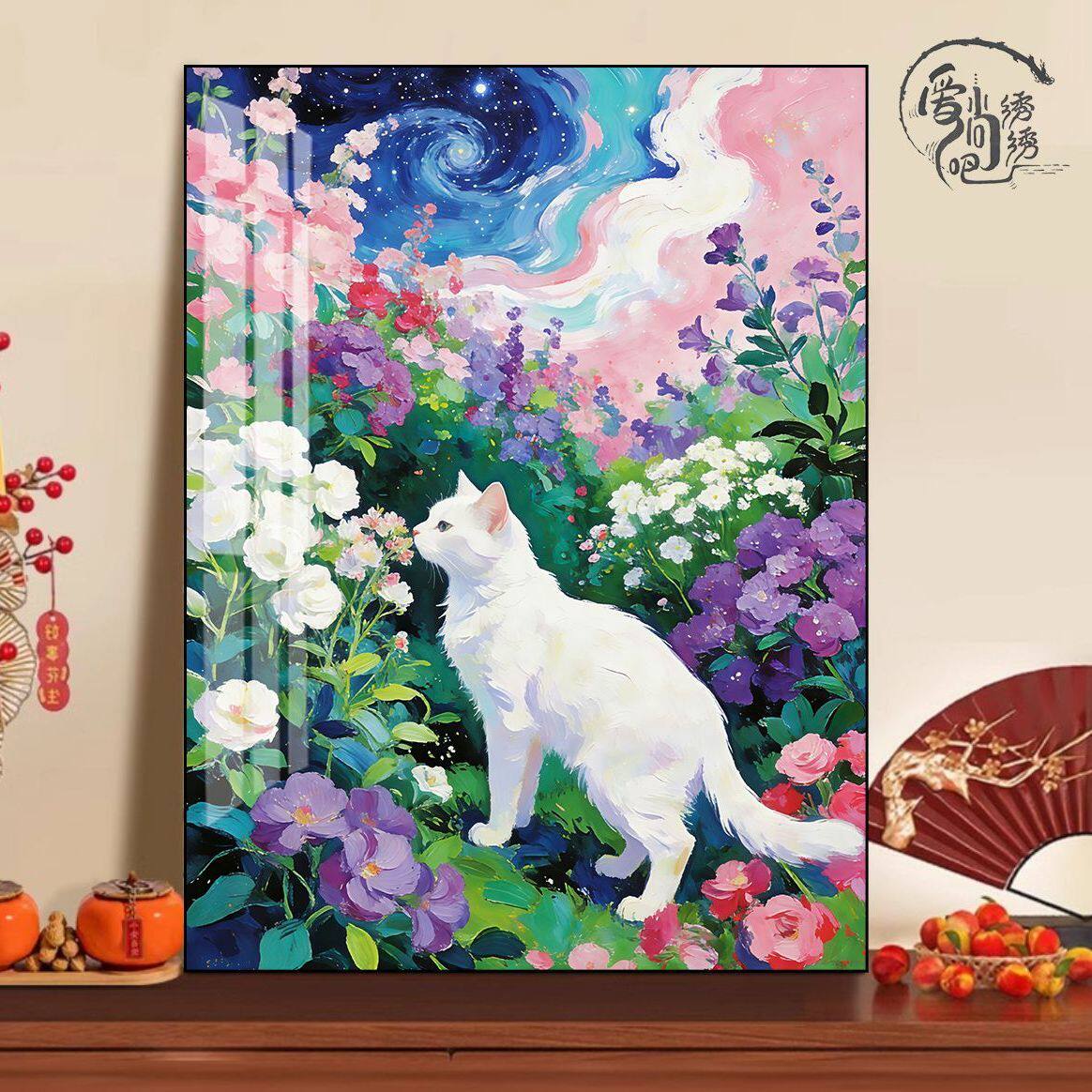 花卉猫咪十字绣新款原创治愈系唯美风景线绣客厅卧室手工diy礼物