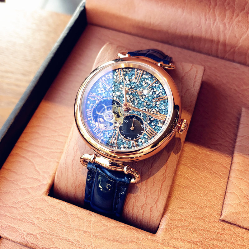 新款小众高级女士时尚手表女机械表全自动复古女表镂空防水腕表潮