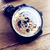 潮流个性 2024全自动镂空机械表男士 手表时尚 防水夜光学生皮带腕1