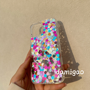 大米糕少女心闪粉手机壳适用于iphone17promax闪彩15plus亮片14苹果16promax小米17华为p70女款mate70Air 13