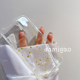 适用于苹果17promax手机壳iPhone16透明15plus金箔14小米华为p80