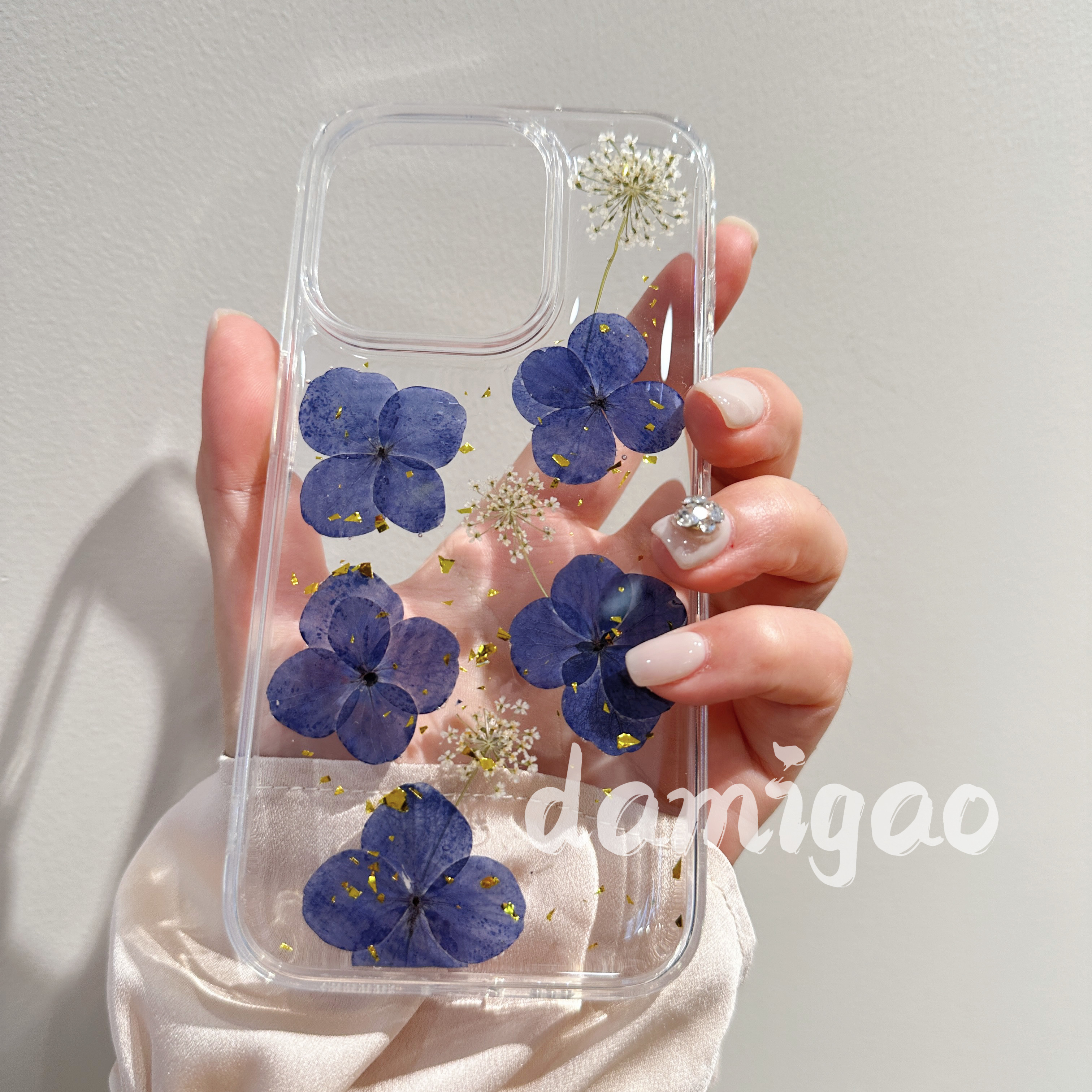 ins原创手机壳鲜花干花压花手机壳适用于iphone17promax苹果16pro华为mate70简约15plus透明1