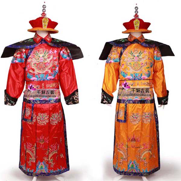 清朝皇帝服装古装男士服装皇上太子舞台演出服双面绣龙皇帝装P194