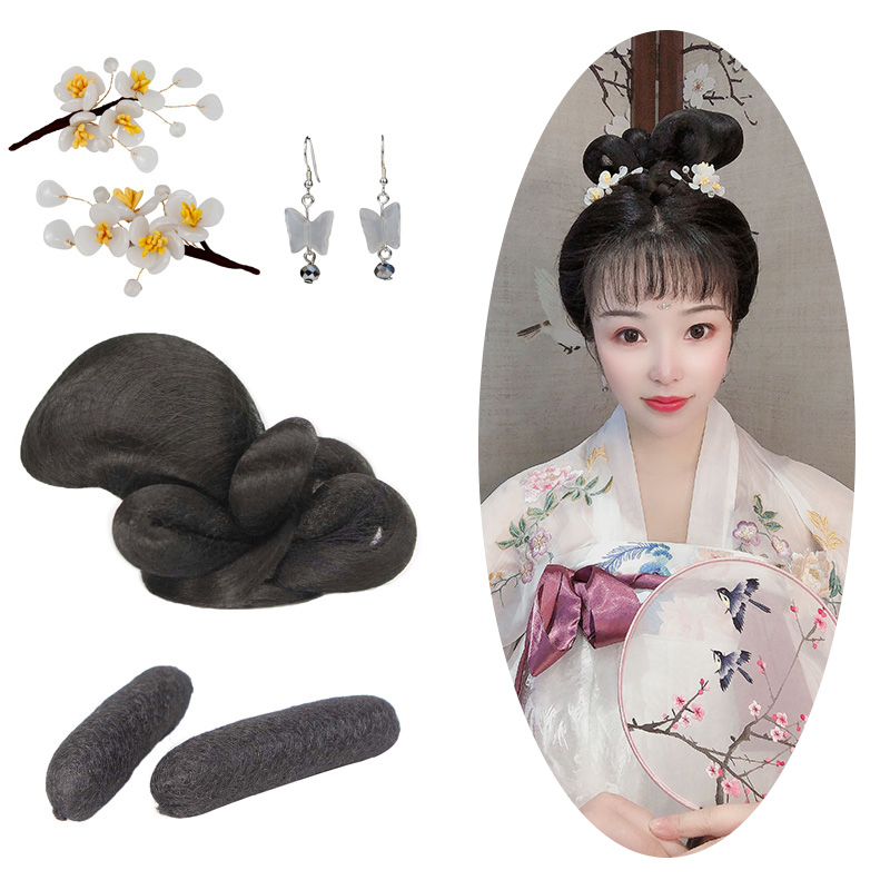 古风汉服假发女全套造型教程假发包原创手工饰品演出cos假发套装