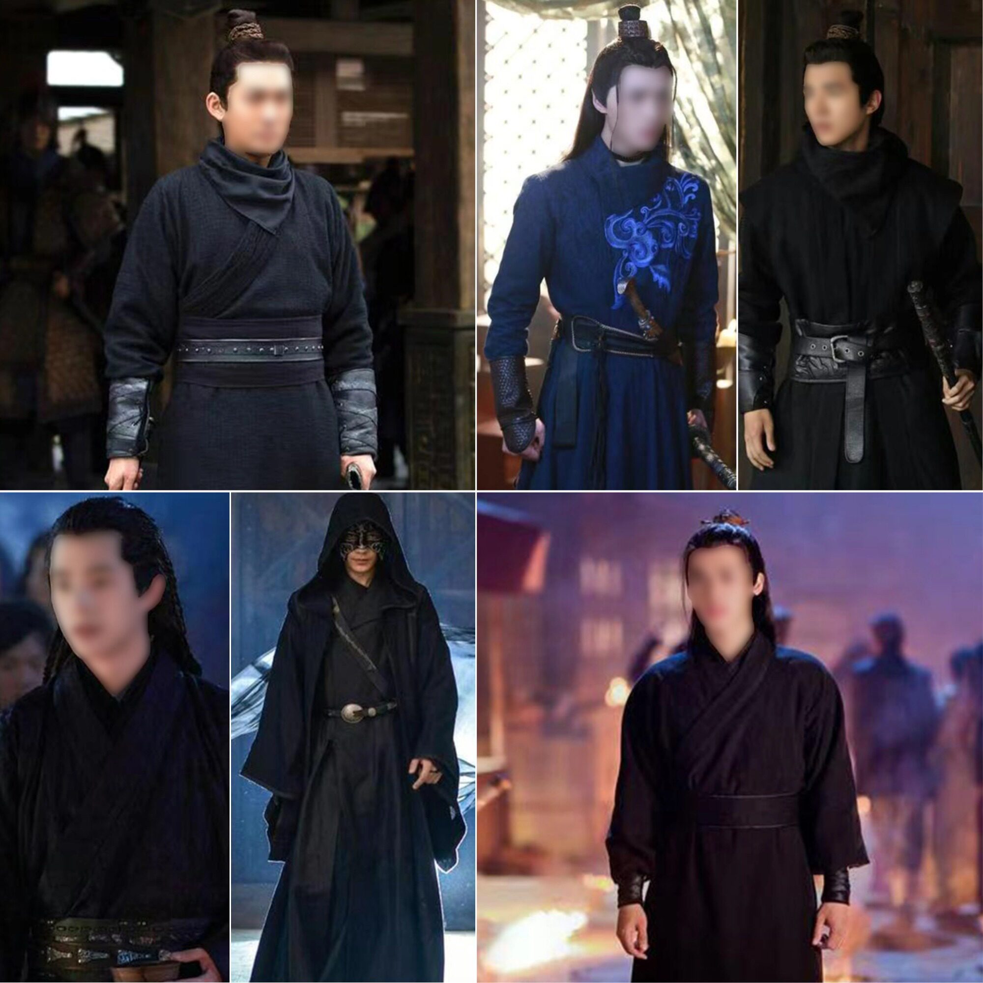 影视古装男士英雄棉麻汉服武侠侠客服黑衣人刺客杀手剑客演出服装
